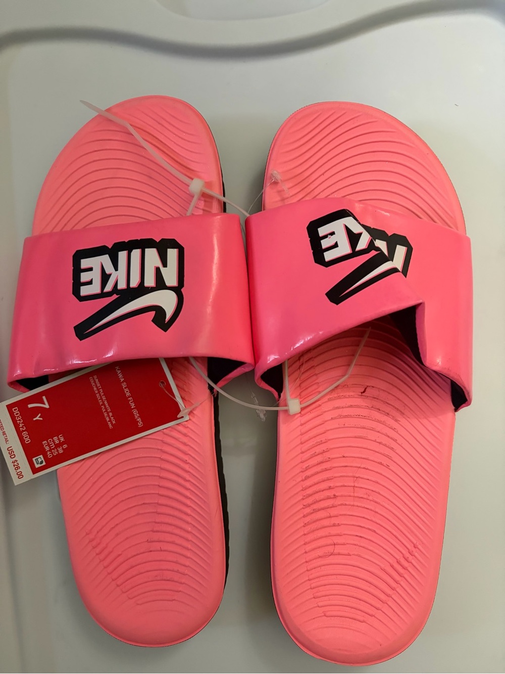 Nike Women Pink Slide Sandals with Logo Strap